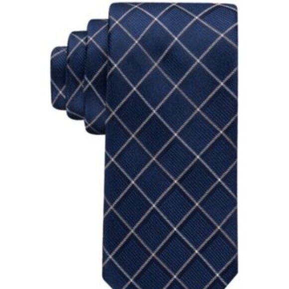 Tommy Hilfiger Mens Classic Shadow Grid Tie Navyblue ONE SIZE - Picture 1 of 1